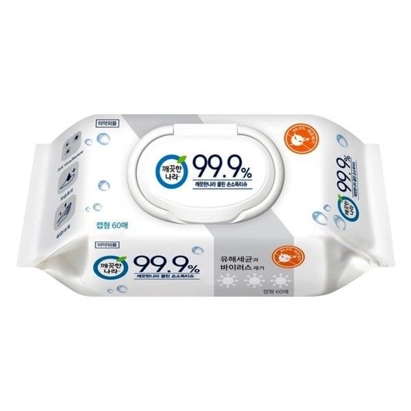 깨끗한나라 클린 손소독 티슈 캡형 60매