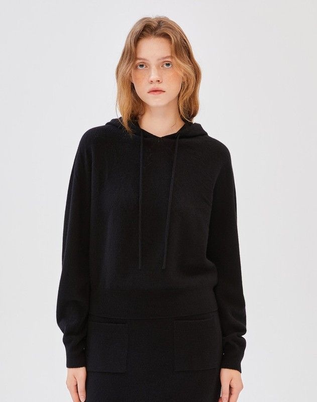 질스튜어트뉴욕 질스튜어트 뉴욕 여성 JSSW4D370BK [SET UP] 블랙 울캐시미어혼방 펀칭 디테일 후드 니트 820390