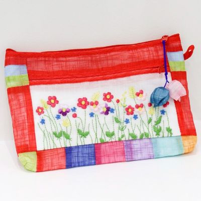 花柄刺繍ポーチハンドメイド女性財布