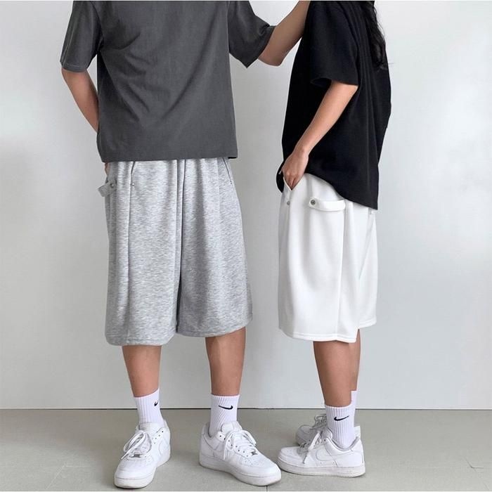 [피커]버뮤다팬츠 커플 스냅포인트 오버핏 남녀공용 여름