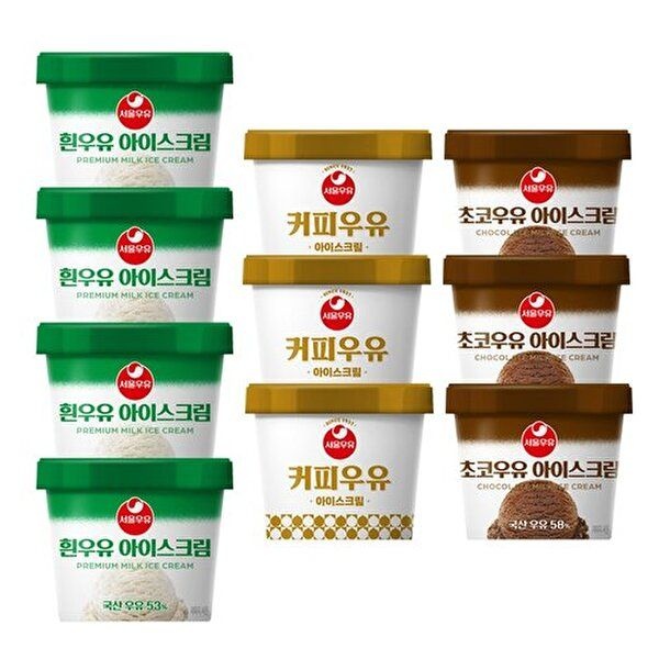 [하프클럽]서울우유 아이스크림 100ml 3종 총10개 (흰우유4+초코3+커피3)