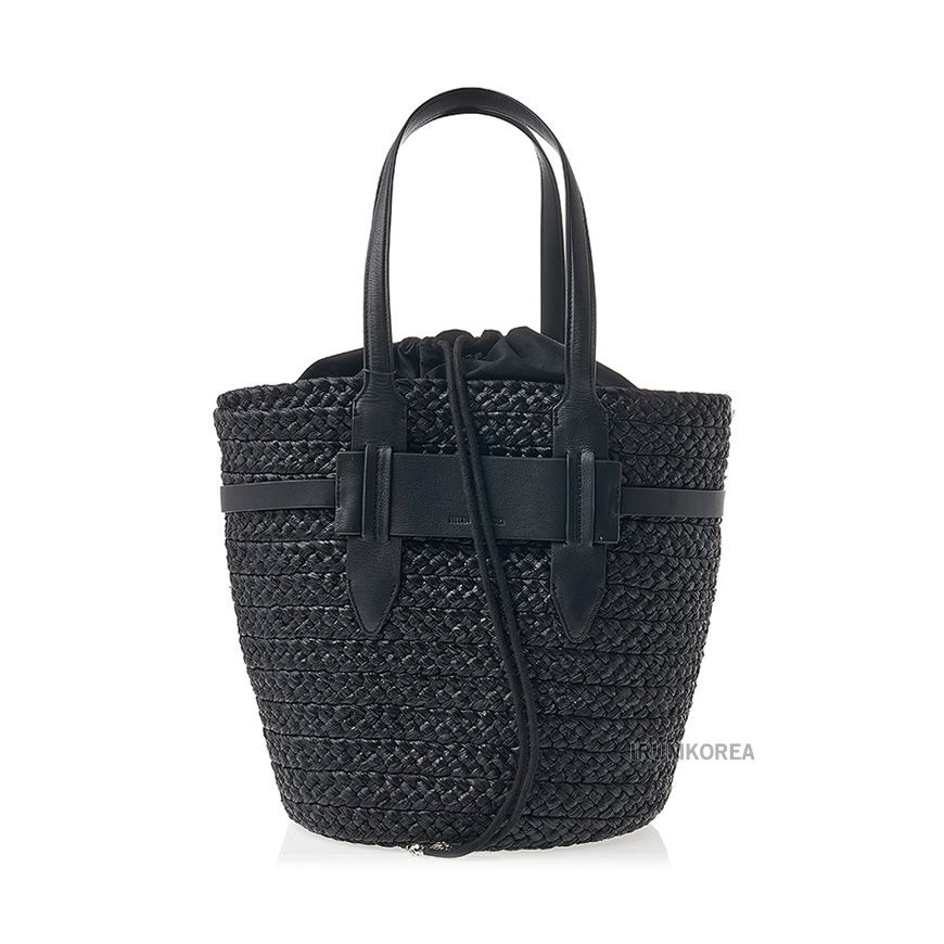 헬렌카민스키 [라벨루쏘] SS25 여성 라피아 L 토트백 BAG51958 CHARCOAL BLACK