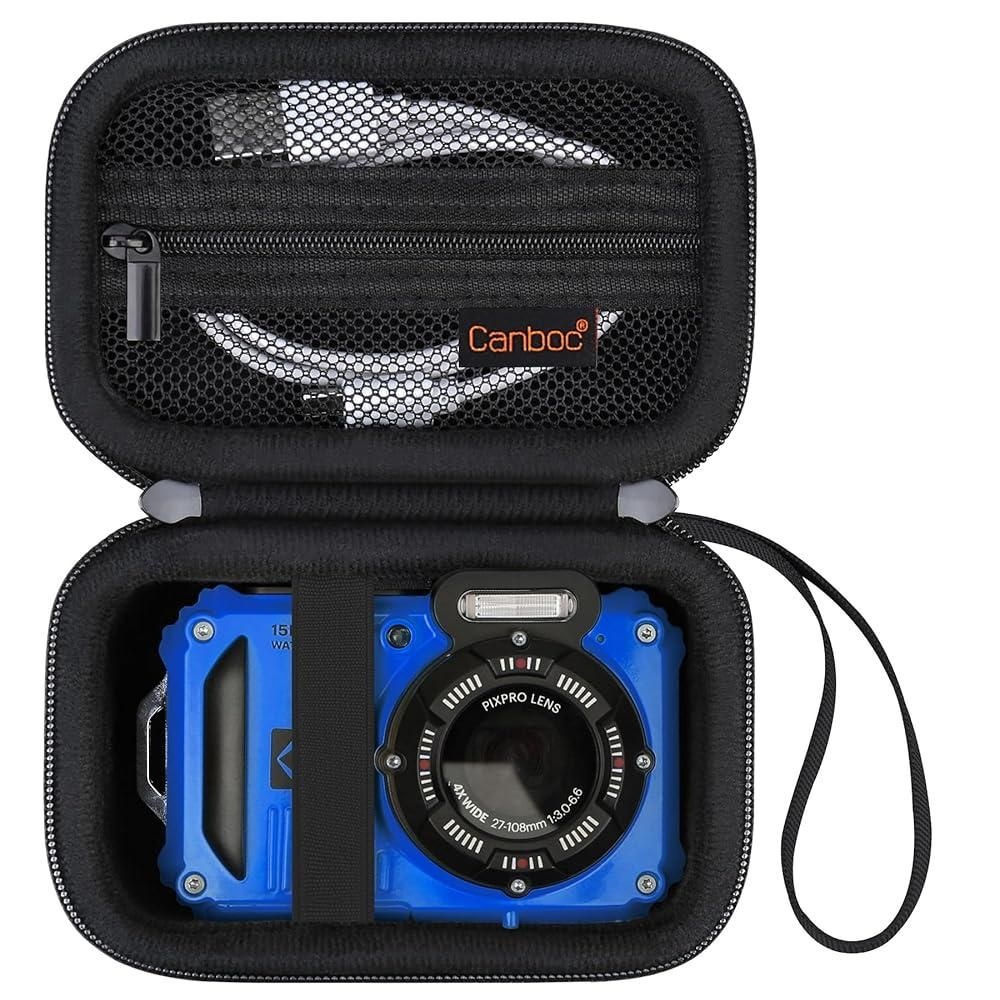 Canboc [해외] Canboc Kodak PIXPRO WPZ2 견고한 방수 디지털 카메라용 휴대용 케이스, 수중 사진 카메라 가방, 메시 포켓, USB 케이블,