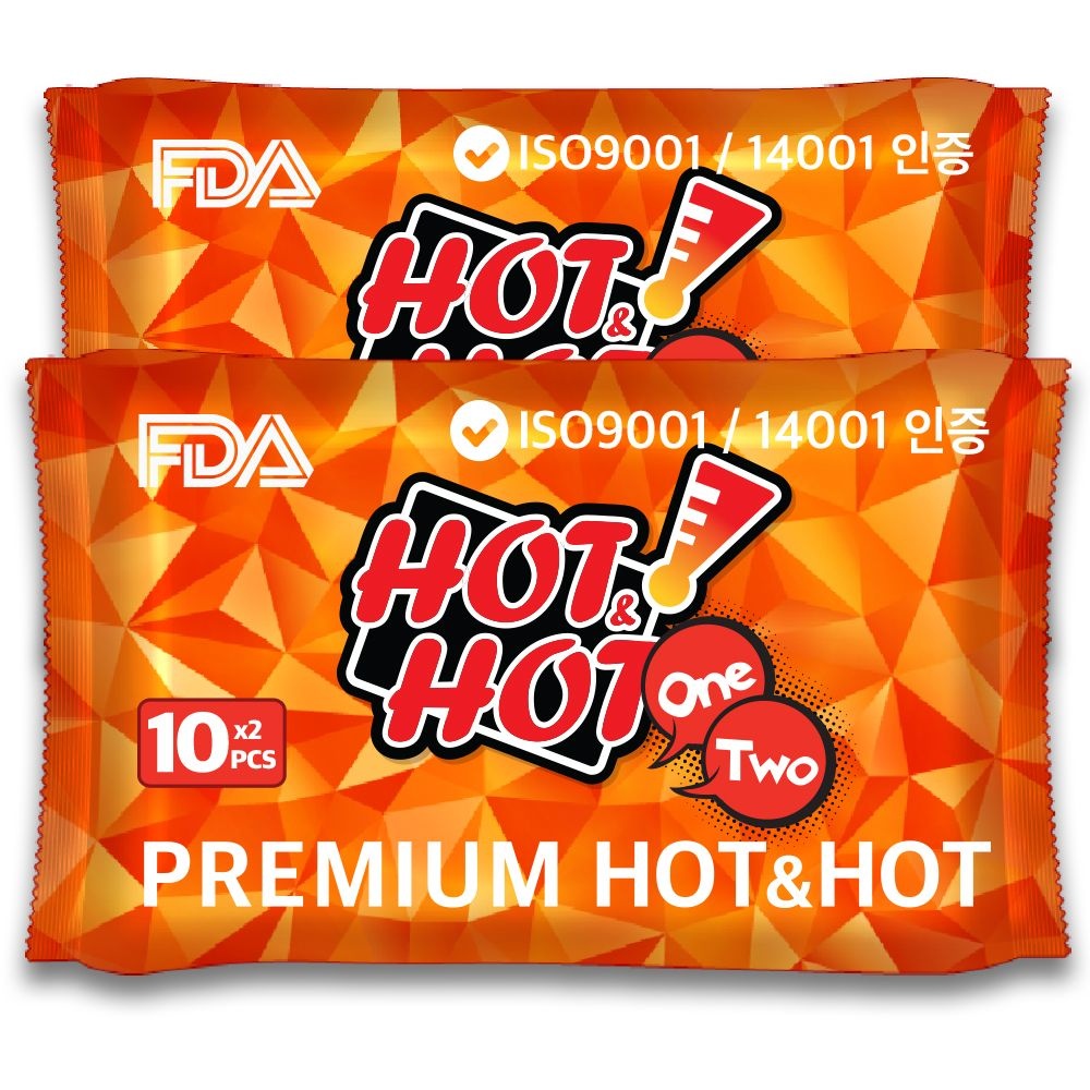 핫앤핫 프리미엄 더블미니 핫팩(ORANGE) 2pcs*20매 FDA ISO9001/14001(환경)인증으로 가장 안전한 핫팩 국내직접제조 미니핫팩
