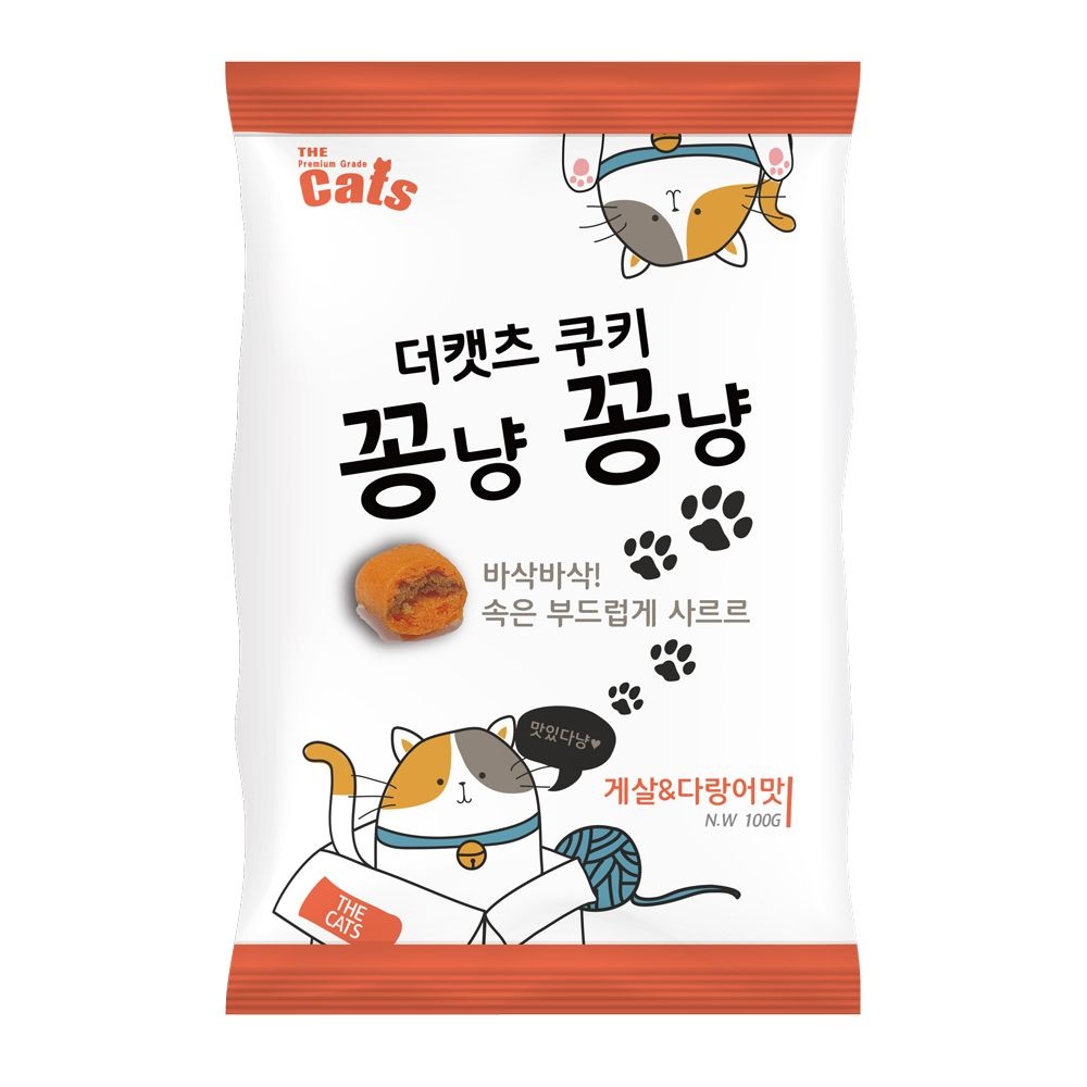 더캣츠 쿠키 꽁냥꽁냥 100g 게살+다랑어 고양이간식