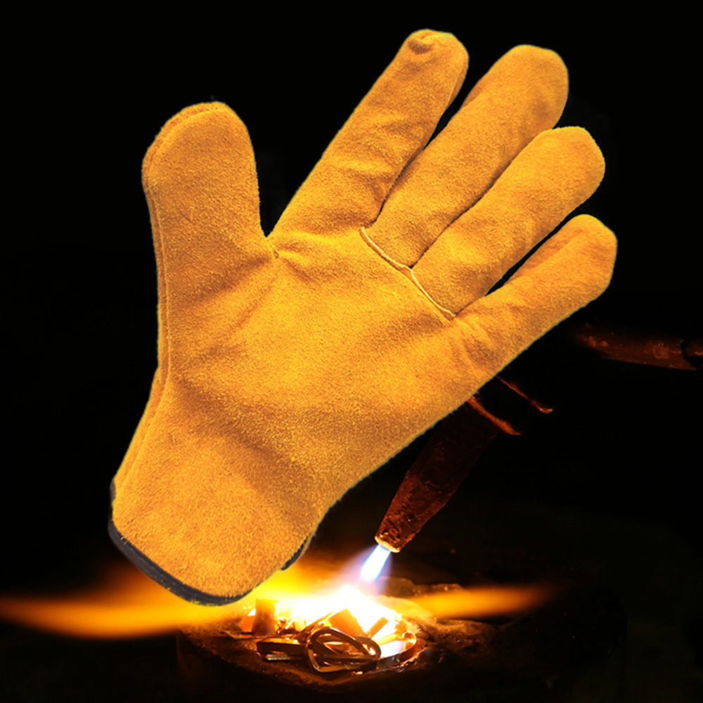 소가죽 방염 용접 장갑 (오렌지) 1P 방열 캠핑용 화로대 불멍 불꽃놀이 장작 알곤장잡
