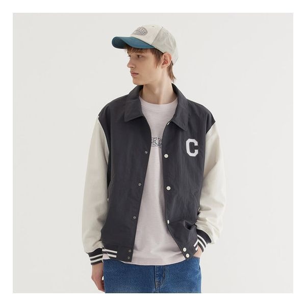 커버낫 TAG가 169,000 C로고 카라 바시티 자켓 Charcoal 749732