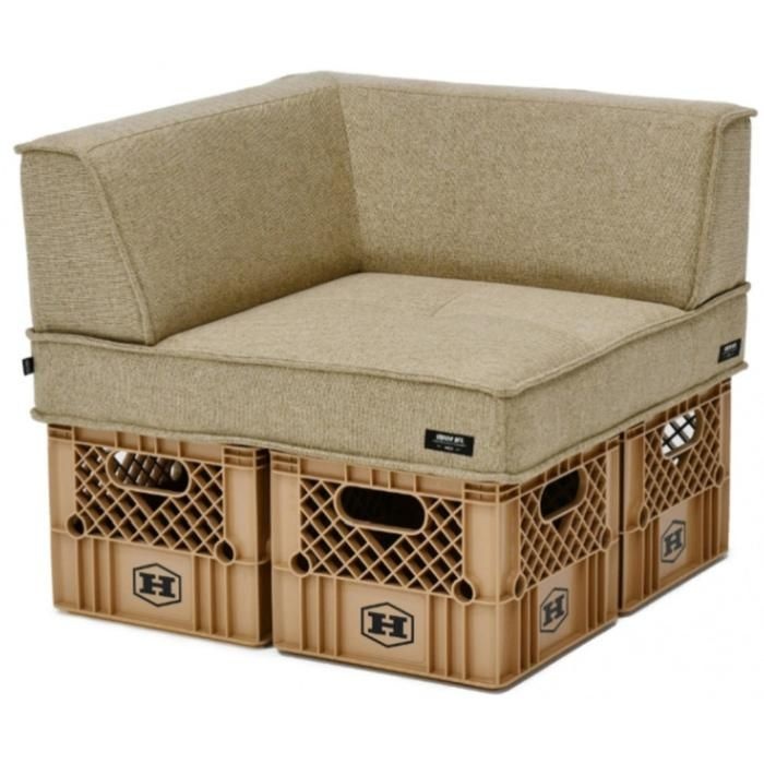 하이브로우 캠핑 박스 소파 코너 밀크 브라운 라떼