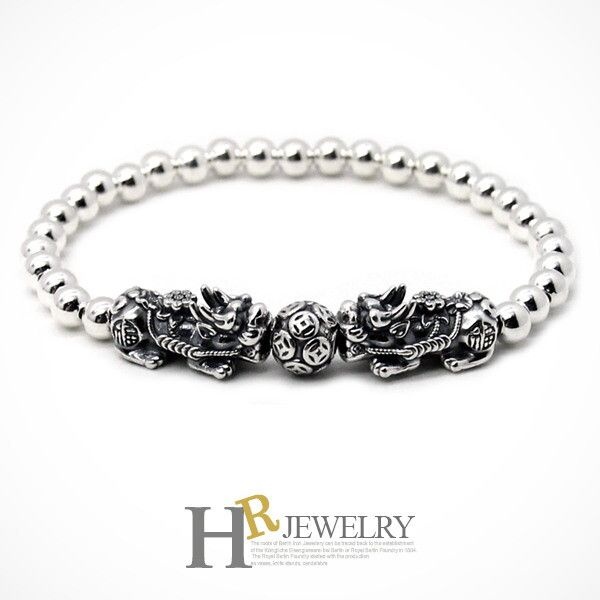[별도표시][기타 (패플)] [호림쥬얼리]실버92.5정품)재물대박(HR)실버 엔틱 쌍 비휴 민볼 5mm 팔찌