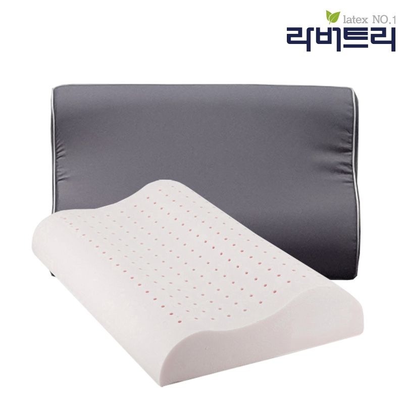 라버트리 천연라텍스 굴곡형 경추베개 (중) + 겉커버포함