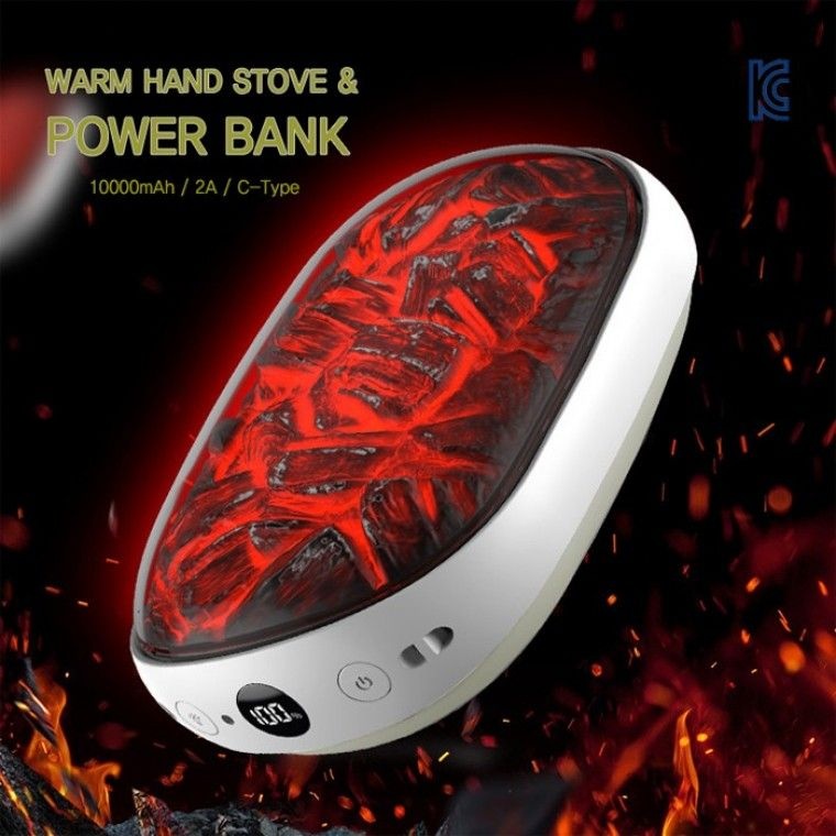 티엔티엔 불멍LED손난로 10000mAh 보조배터리 LED표시 파워뱅크 불멍LED조명 핫팩 충전식 손난로
