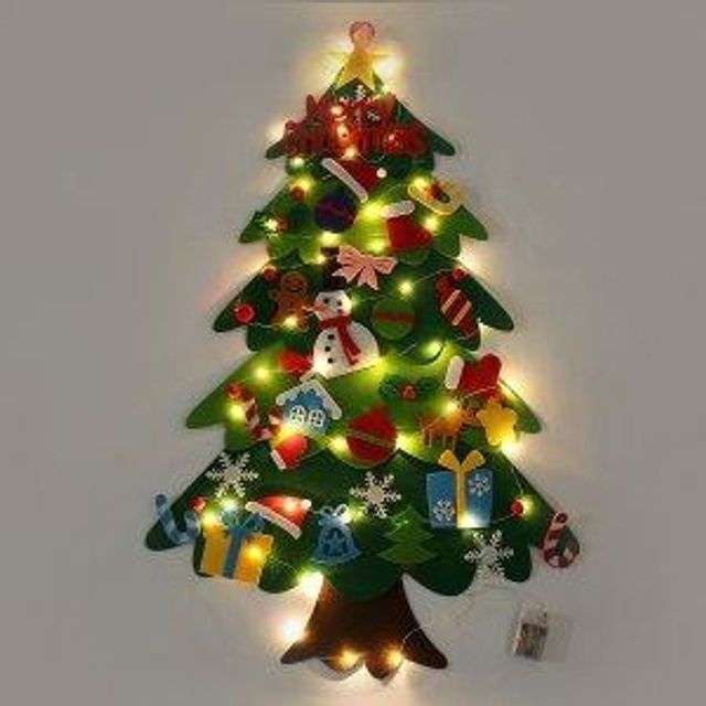 Well DIY 펠트 크리스마스 벽트리 LED 와이어전구포함