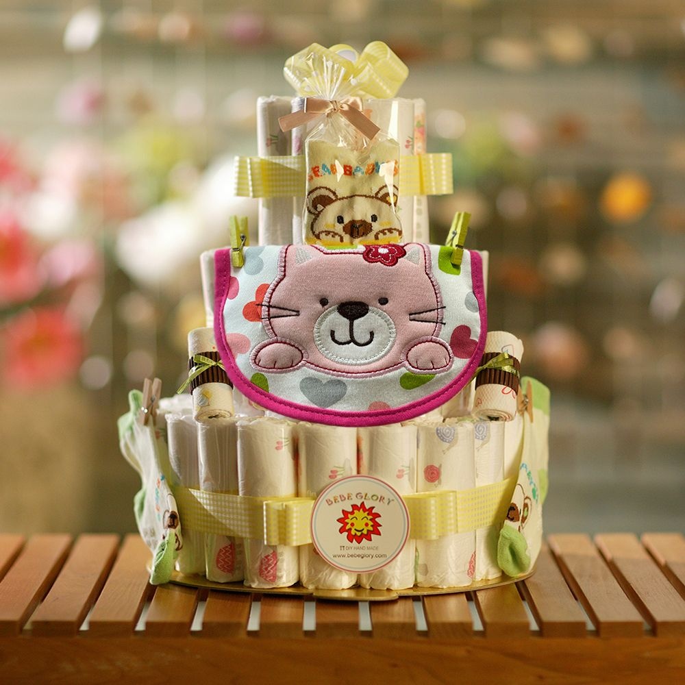 상품상세참조 득녀공주 득남왕자 출산축하계모임일동선물 기저귀케이크3단