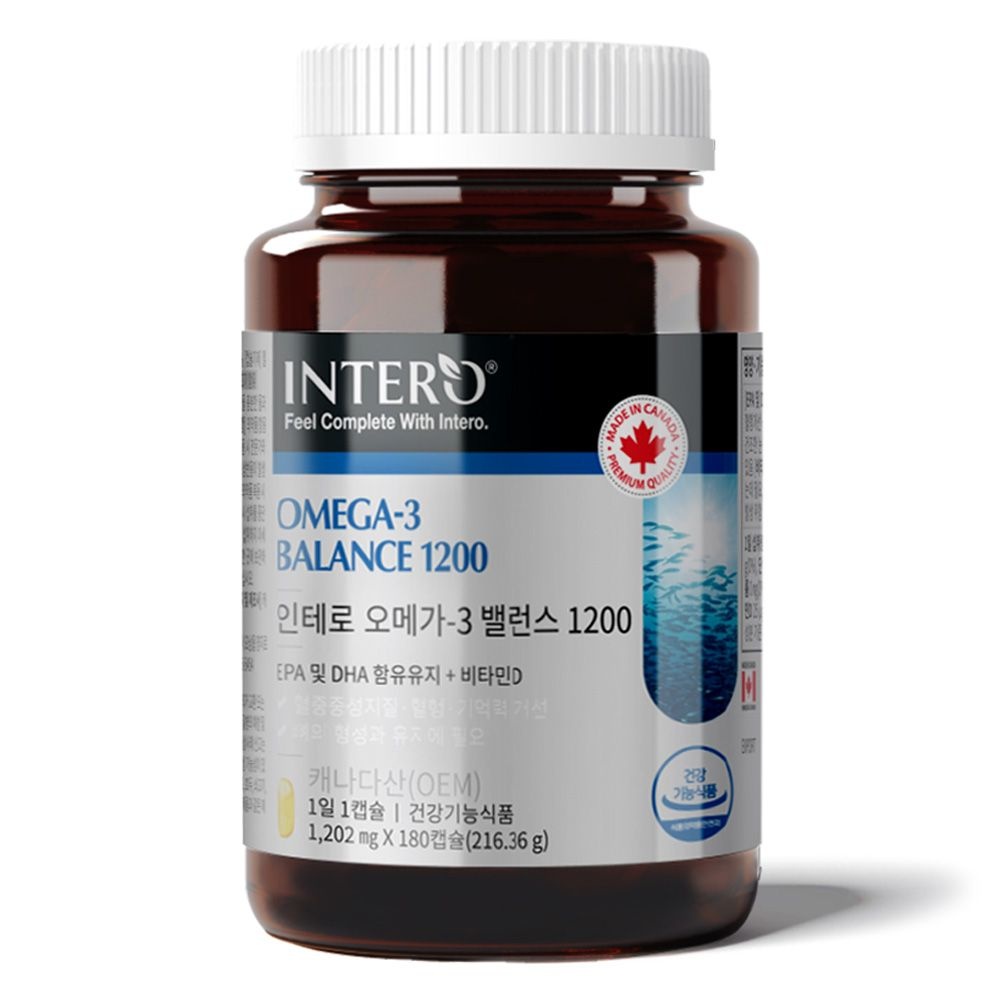 인테로 오메가3 1200 영양제 (6개월분) 엔초비 멸치 EPA DHA 1100mg 비타민D 함유 피시오일 미국산