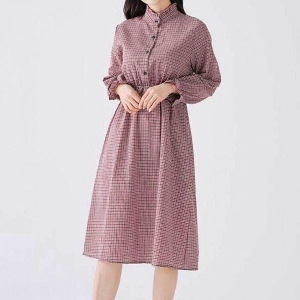 [하프클럽]모노무드 체크 여자 캐주얼 미디 원피스 필수템 캐주얼 대학생