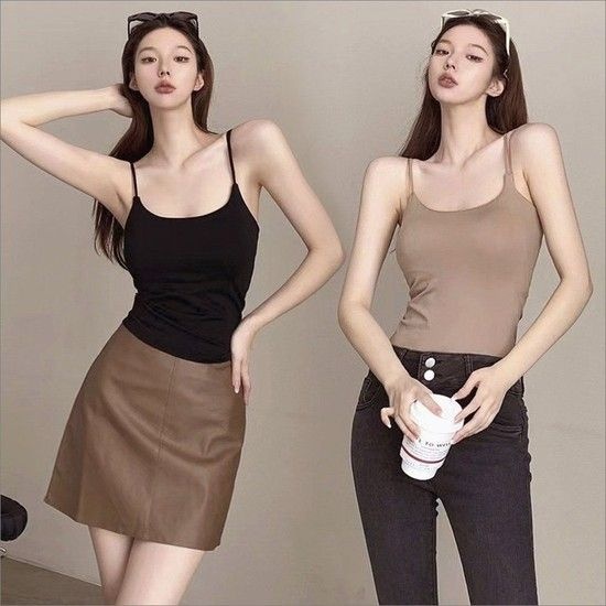 여성 이너나시 캡내장 끈나시 민소매 쫀쫀한 소프트 나시티 5색 여성반팔티셔츠 노브라티