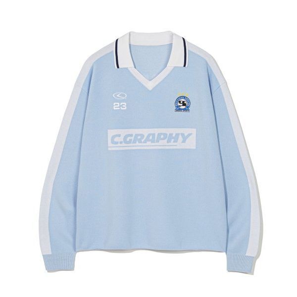 &lt;매장정품&gt; CODEGRAPHY 코드그라피 CGP C.GRAPHY 싸커 브이넥 카라 니트_스카이블루 CBDSUKL302SB 675951