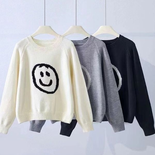 [하프클럽]모노무드 여성 스마일 라운드넥 긴팔 니트 DHH-E21