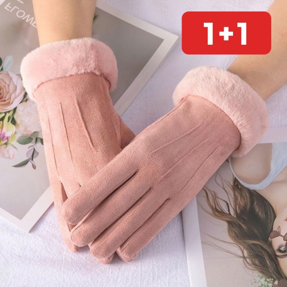 중국 여성 겨울장갑 출퇴근용 데일리 스웨이드 스마트폰 터치 장갑 1+1
