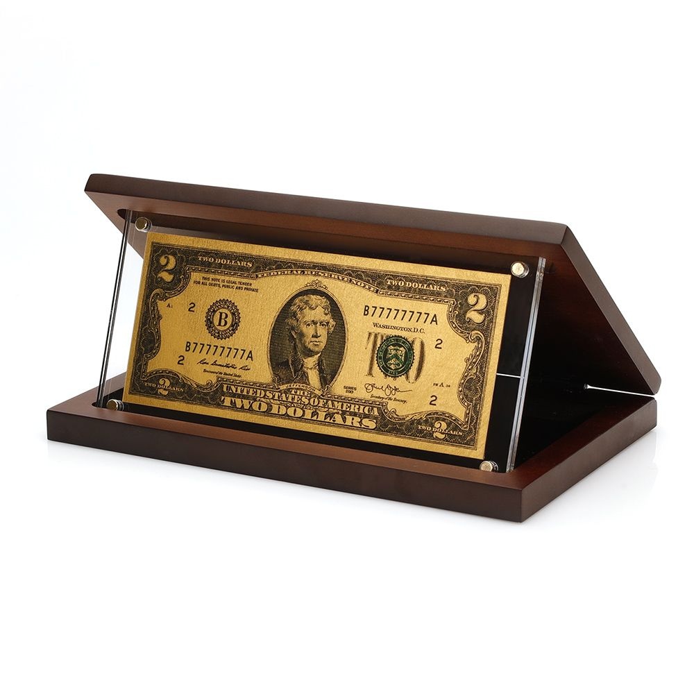 순금 행운의2달러 아크릴(우드케이스) 개업 축하선물 SG-040