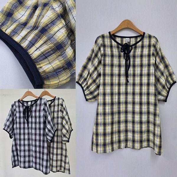 모노무드 [하프클럽]모노무드 고민없는끈체크블라우스 506U672S 빅사이즈 여성