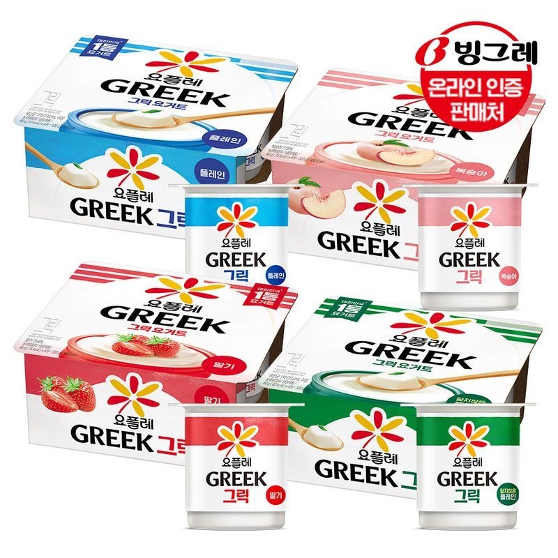 빙그레 [빙그레] 요플레 그릭 멀티 4종 24개 골라담기 /그릭요거트/딸기/플레인/복숭아