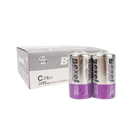 망간 24개입 망간건전지 C사이즈 R14 대용량 C형 세트 배터리 건전지 시계건전지 C형
