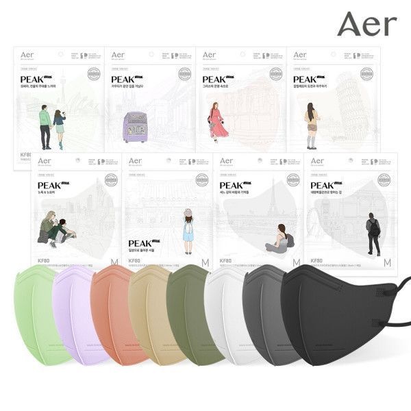 아에르 KF80 피크 라이트핏 마스크, L, 50개입, 벌크, 1개