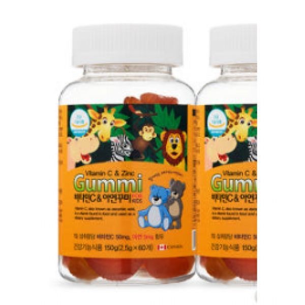 네추럴라이즈 비타민C&아연 꾸미 어린이 비타민젤리 아기 구미 키즈 영양제 60구미, 2개