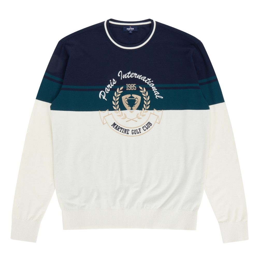 [롯데백화점] 마틴골프 남성 자수 블럭 라운드니트 네이비 (Z0C230149)