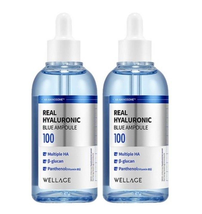 웰라쥬 리얼 히알루로닉 블루 앰플 100ml X 2개 속건조 고보습 촉촉 수분 진정