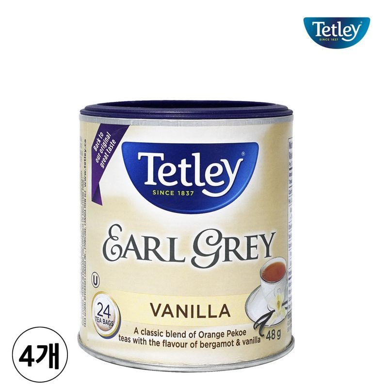 테틀리 얼그레이 바닐라 2g 24티 라운드티백 x 4개