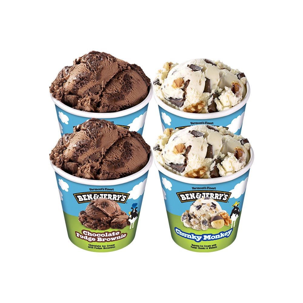 벤앤제리스 파인트 4통 (청키몽키 2개 + 초코퍼지브라우니 2개)