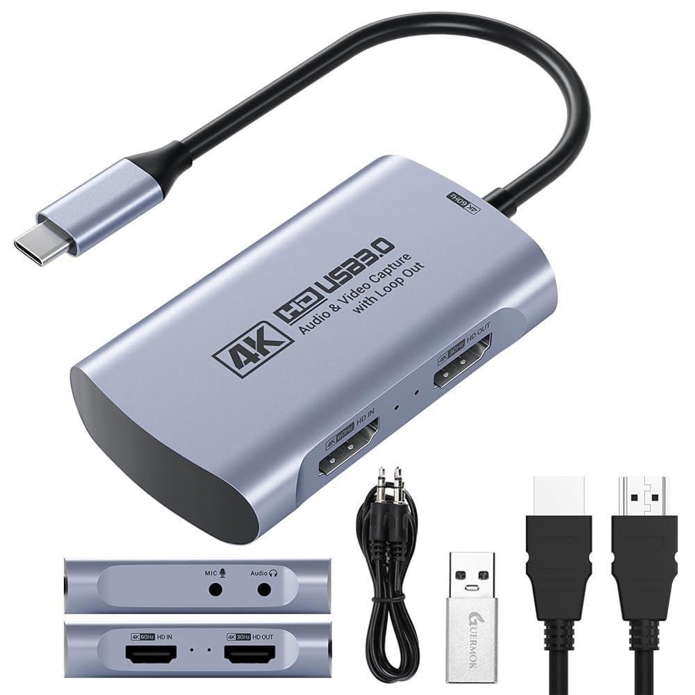 [해외] 4K 60FPS HDMI 캡처 카드 USB3.0 to USB-C/A 1080P 240FPS 4K30 패스스루 오디오 입출력 PS5 스위치 PC 맥 호환