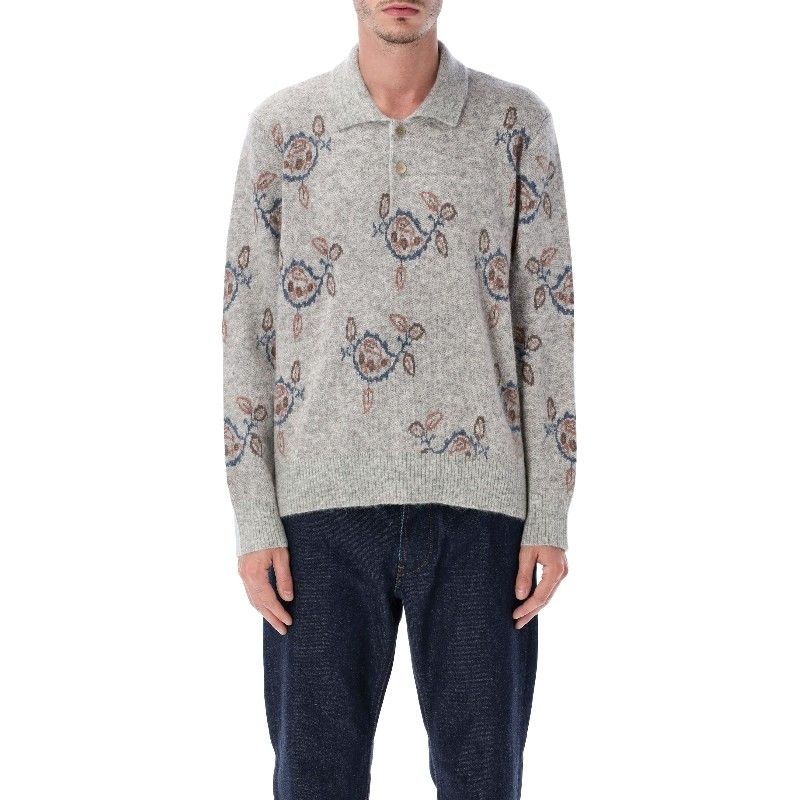 어도어럭스 코리더 플로럴 버튼 플라켓 폴로 스웨터 SW0211 GRY