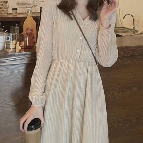 [하프클럽]모노무드 롱 편안한 원피스 가을코디 착용감 허리밴딩 하늘거리