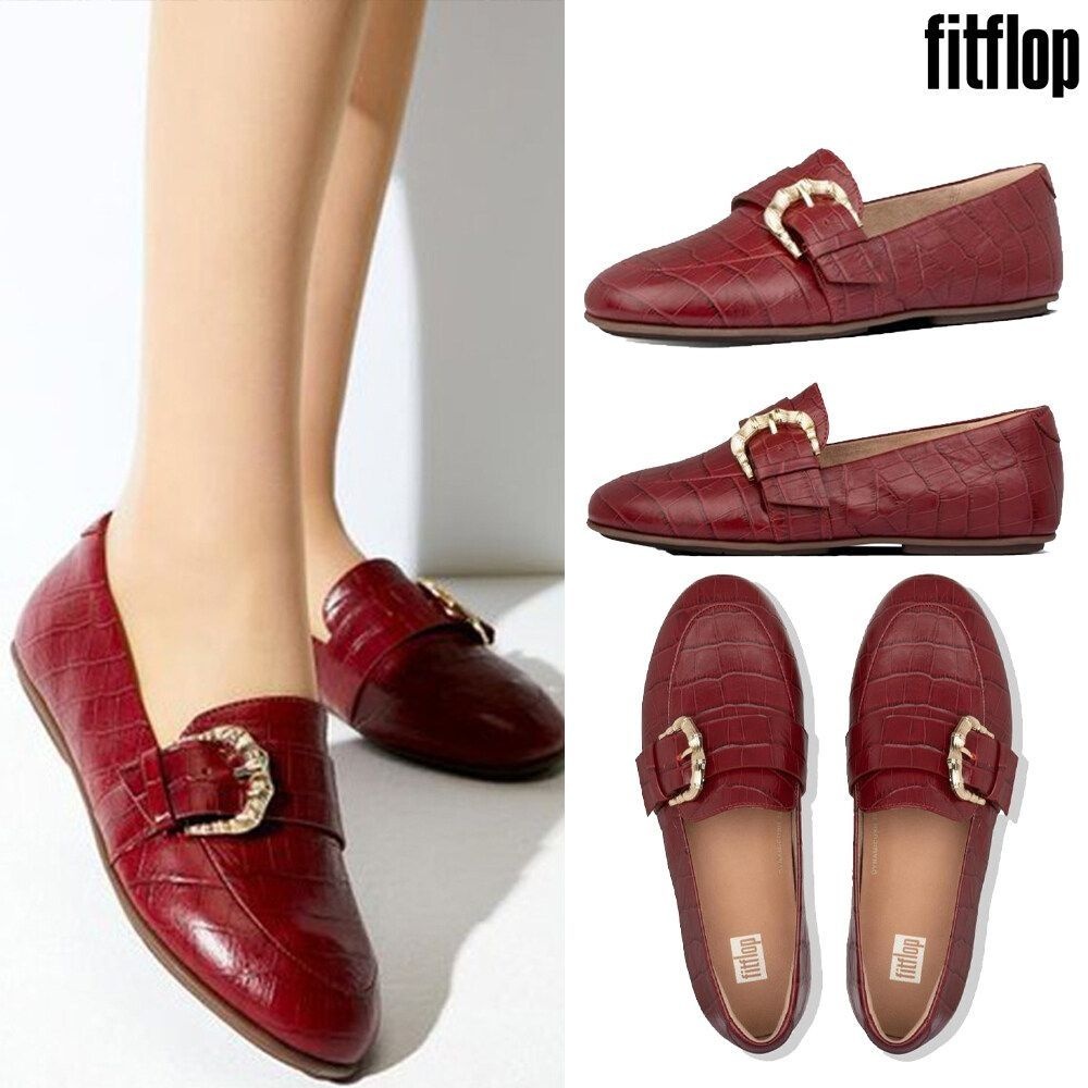 Dynamicush 리스벳 크록 로퍼 레드 레더 여성 신발 AK5-790 8004858