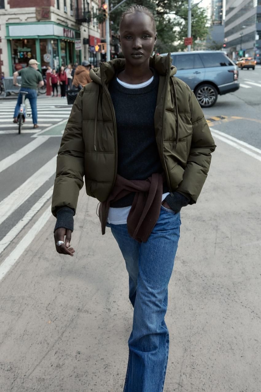 [국내] 자라 ZARA WATER AND WIND PROTECTION 숏 아노락 후드 - 카키 3046/223/505 3363510