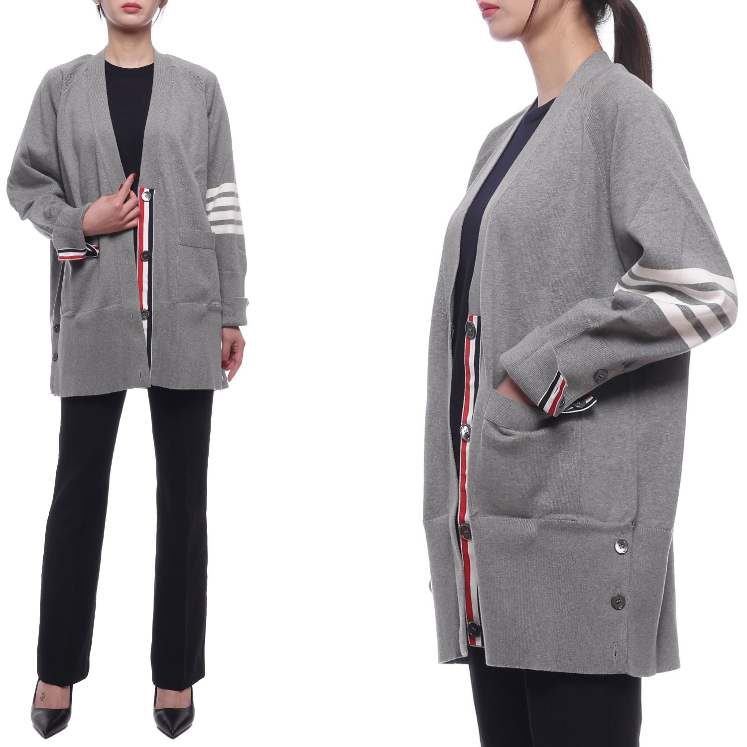 [롯데백화점] 톰브라운 여성 사선 스트라이프 롱 가디건  FKC424A Y3007 055 24F LE1220045070