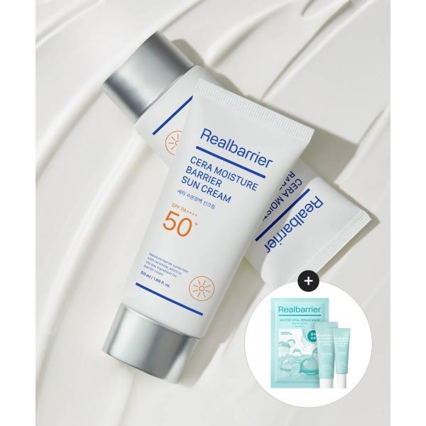 매장정품 REAL BARRIER 세라 수분 장벽 선크림 50MLX 2개 (워터리 히알 (세럼 7ml+크림10ml)+마스크1매 증정)