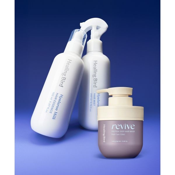 매장정품 HEALING BIRD [SET] 히알루론 밀크 헤어 2종 (미스트/에센스) + 리바이브 단백질 딥 마스크 [증정] 메쉬파우치