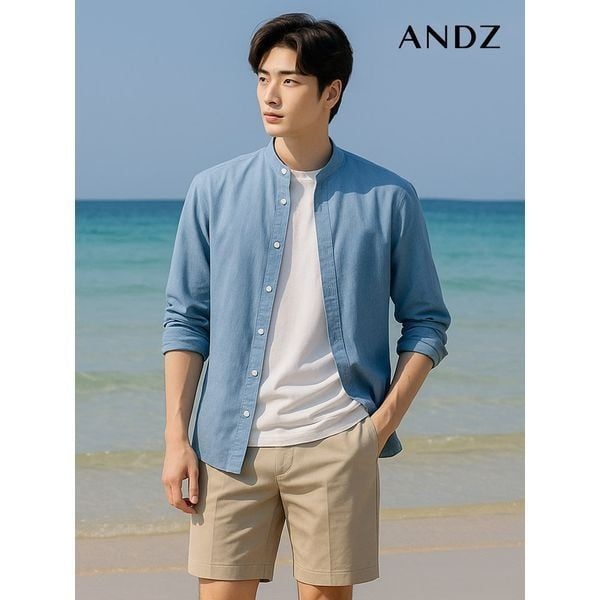 앤드지 남성 캐주얼셔츠 브리즈 리넨 밴드카라 셔츠 BLB2WC1002 _P337383337 스트라이프 코튼