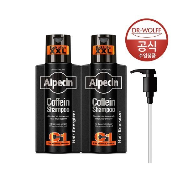 매장정품 ALPECIN 알페신 카페인 샴푸 C1 블랙 에디션 (모발 및 두피 강화) 375ml X 2 + 펌프 증정