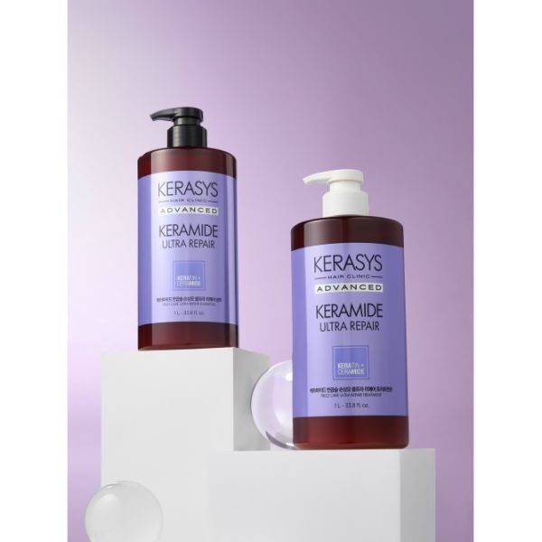 매장정품 KERASYS [손상모 전용 기획전] 케라마이드 반곱슬 울트라 리페어 샴푸+트리트먼트 1L 세트구성