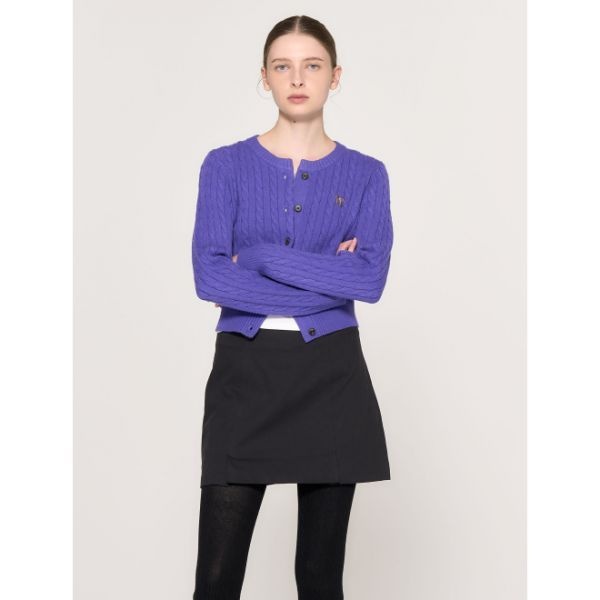GENERALIDEA &lt;매장정품&gt; 제너럴아이디어 뉴클래식 울 케이블 크루넥 가디건 [PURPLE] WBD3L04528
