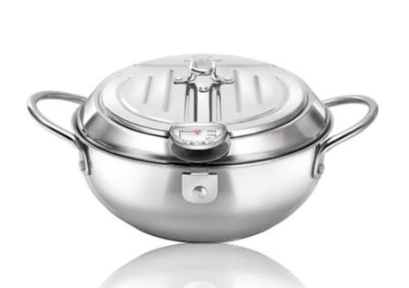 까사니 스텐 튀김냄비 미니튀김냄비 가정용 온도계 캠핑 인덕션 튀김기 2.2L