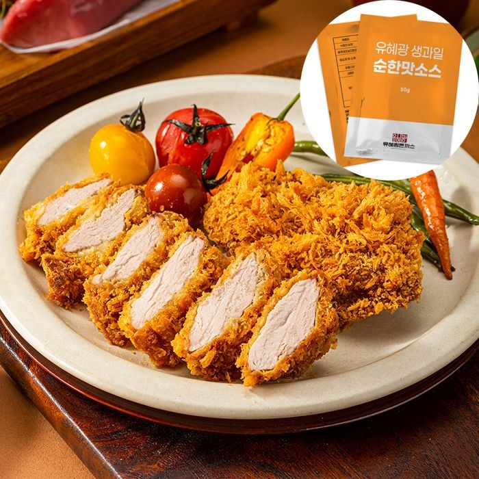 유혜광 수제통안심돈까스 8장(총 4팩) + 수제생과일순한맛소스 50g x 4봉