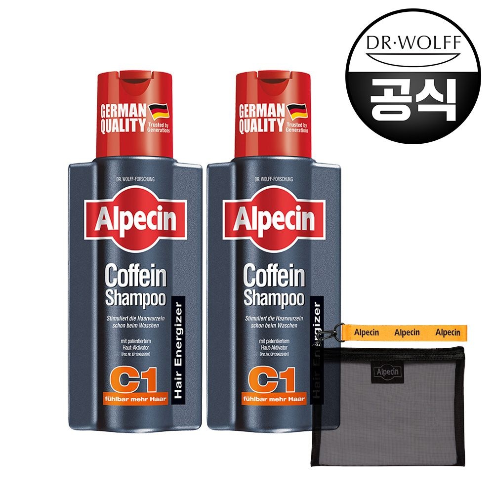알페신 카페인 샴푸 C1 250ml 2개입 +메쉬 파우치 증정