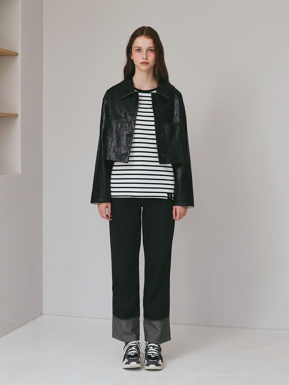 리에떼 collar crop leather JK- U1C32LJK010