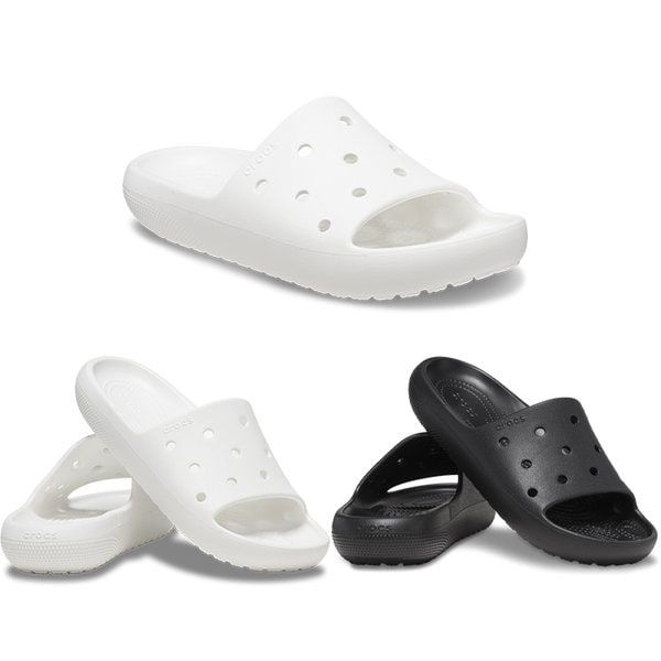 크록스 클래식 슬라이드 2.0 화이트,블랙 209401-001,100